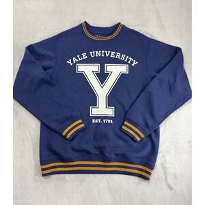 YALE University Sweater Men Medium Navy Fleece Crew Neck Sweatshirt Pullover